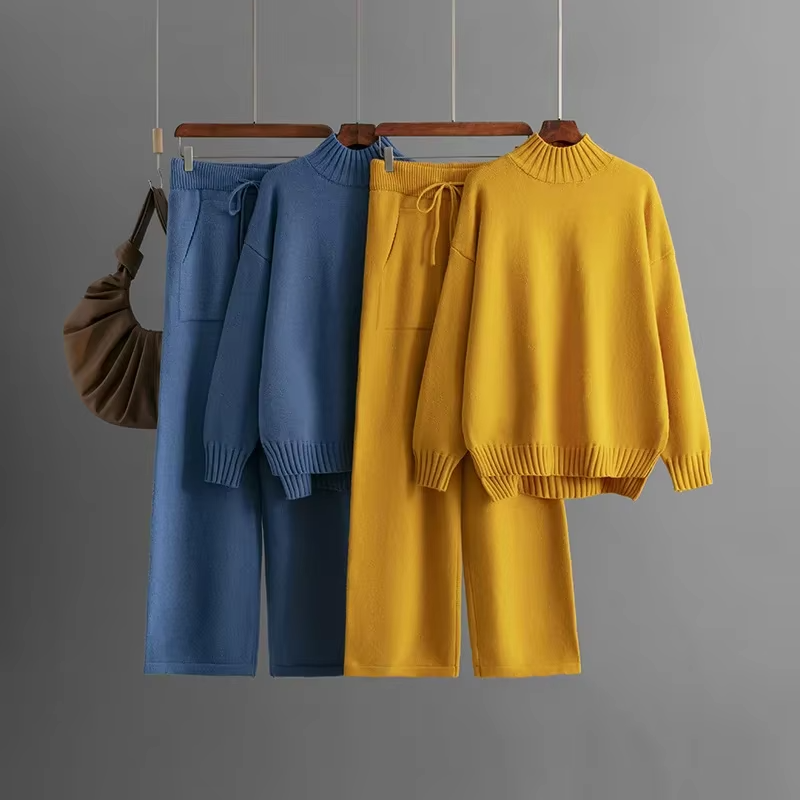 FIORA | Elegantne pikkade varrukatega pluusi ja laiade pükste komplekt