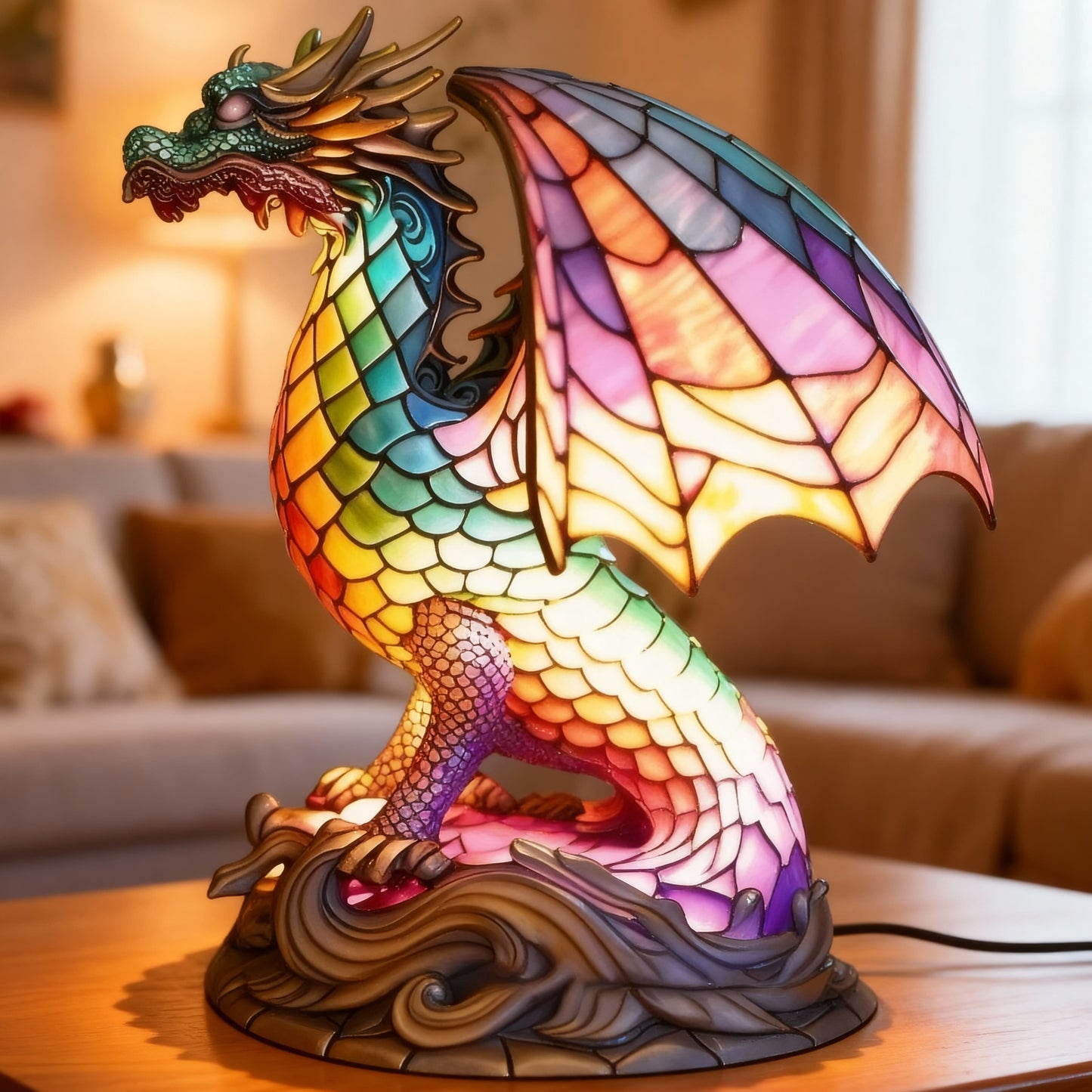 GLOWDRAGON | Värviline vitraaž-draakonilamp