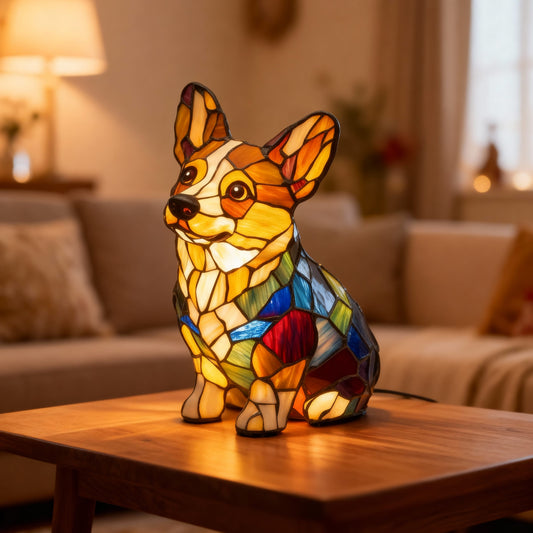 GLOWDOG | Hubane vitraaž-corgi koeralamp