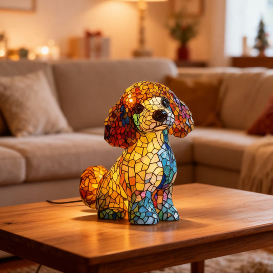 GLOWDOG | Hubane vitraaž-puudli koeralamp