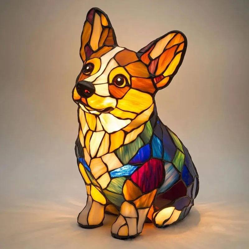 GLOWDOG | Hubane vitraaž-corgi koeralamp